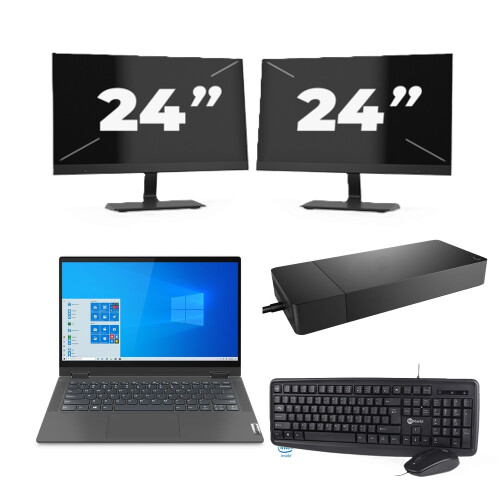 Lenovo IdeaPad Flex 5 14ITL05 - Intel Core i3-11e Generatie - 14 inch - 16GB RAM - 256GB SSD - Windows 11 Home + 2x 24 inch Monitor Tweedehands