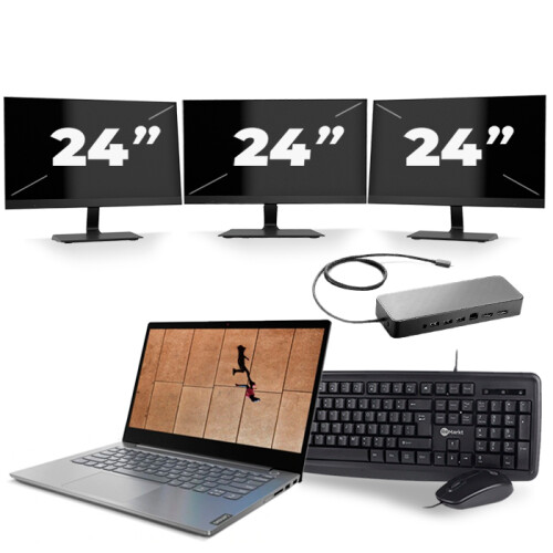 Lenovo ThinkBook 14 IIL - Intel Core i7-10e Generatie - 14 inch - 16GB RAM - 256GB SSD - Windows 11 Home + 3x 24 inch Monitor Tweedehands