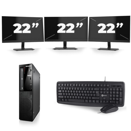 Lenovo ThinkCentre Edge 71 SFF - Intel Core i3-3e Generatie - 8GB RAM - 256GB SSD - Windows 10 + 3x 22 inch Monitor Tweedehands