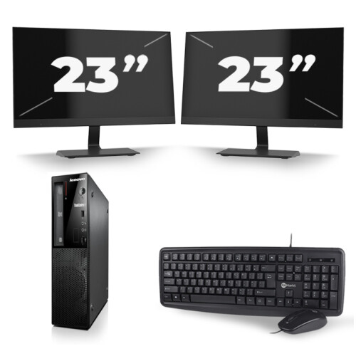 Lenovo ThinkCentre Edge 72 SFF - Intel Core i3-3e Generatie - 8GB RAM - 256GB SSD - Windows 10 + 2x 23 inch Monitor Tweedehands