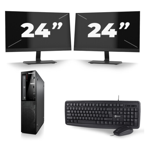 Lenovo ThinkCentre Edge 72 SFF - Intel Core i7-3e Generatie - 16GB RAM - 256GB SSD - Windows 10 + 2x 24 inch Monitor Tweedehands