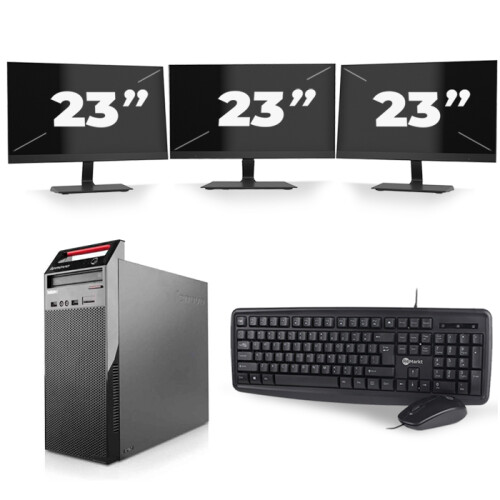 Lenovo ThinkCentre Edge 72 Tower - Intel Core i5-3e Generatie - 8GB RAM - 256GB SSD - Windows 10 + 3x 23 inch Monitor Tweedehands