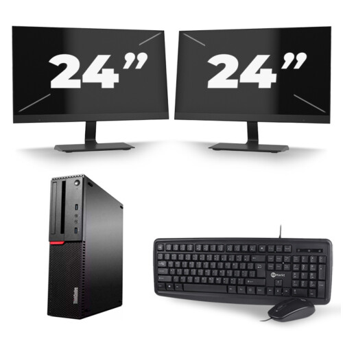 Lenovo ThinkCentre M700 SFF - Intel Core i5-6e Generatie - 8GB RAM - 256GB SSD - Windows 11 + 2x 24 inch Monitor Tweedehands