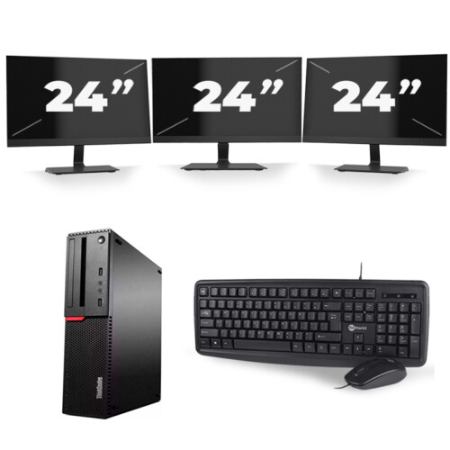 Lenovo ThinkCentre M700 SFF - Intel Core i7-6e Generatie - 16GB RAM - 256GB SSD - Windows 11 + 3x 24 inch Monitor Tweedehands