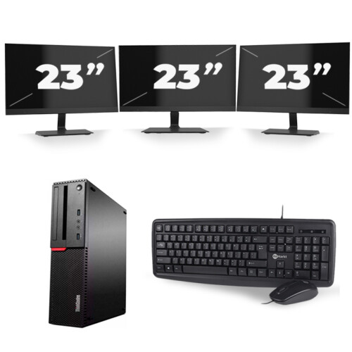 Lenovo ThinkCentre M700 SFF - Intel Core i7-6e Generatie - 16GB RAM - 256GB SSD - Windows 11 + 3x 23 inch Monitor Tweedehands