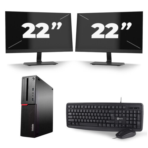Lenovo ThinkCentre M700 SFF - Intel Core i7-6e Generatie - 16GB RAM - 256GB SSD - Windows 11 + 2x 22 inch Monitor Tweedehands
