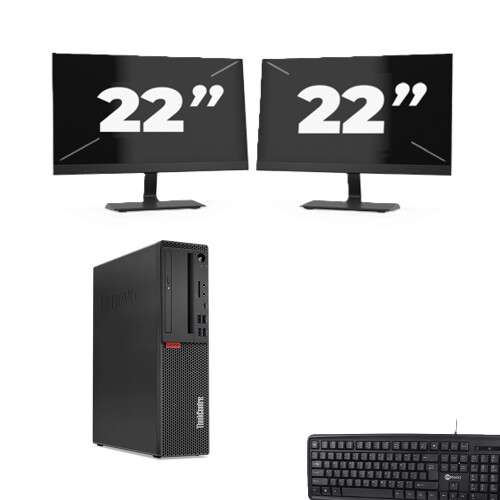 Lenovo ThinkCentre M720s SFF - Intel Core i5-9e Generatie - 8GB RAM - 256GB SSD - Windows 11 + 2x 22 inch Monitor Tweedehands