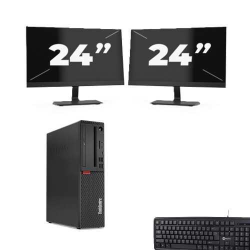 Lenovo ThinkCentre M720s SFF - Intel Core i7-8e Generatie - 8GB RAM - 256GB SSD - Windows 11 + 2x 24 inch Monitor Tweedehands