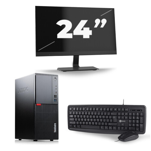 Lenovo ThinkCentre M720t Tower - Intel Core i7-8e Generatie - 16GB RAM - 256GB SSD - Windows 11 + 1x 24 inch Monitor Tweedehands
