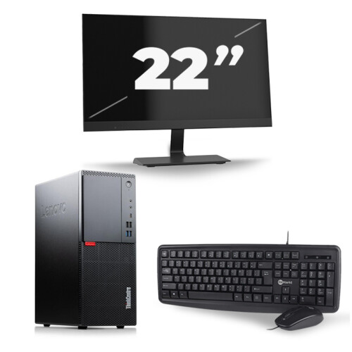 Lenovo ThinkCentre M720t Tower - Intel Core i7-8e Generatie - 16GB RAM - 256GB SSD - Windows 11 + 1x 22 inch Monitor Tweedehands