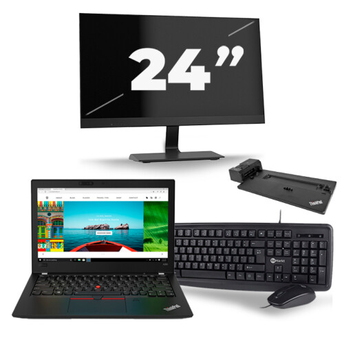 Lenovo Thinkpad A285 - AMD Ryzen 5 2500U - 12 inch - 8GB RAM - 256GB SSD - Windows 10 + 1x 24 inch Monitor Tweedehands