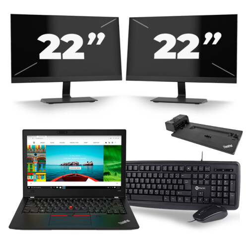 Lenovo Thinkpad A285 - AMD Ryzen 5 2500U - 12 inch - 8GB RAM - 256GB SSD - Windows 10 + 2x 22 inch Monitor Tweedehands