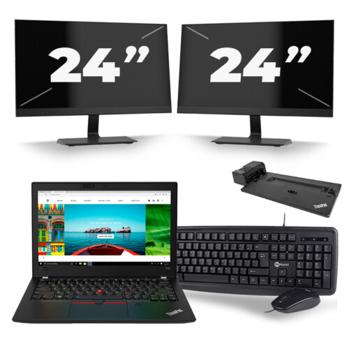 Lenovo Thinkpad A285 - AMD Ryzen 5 2500U - 12 inch - 8GB RAM - 256GB SSD - Windows 10 + 2x 24 inch Monitor Tweedehands