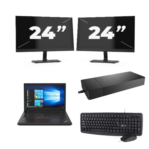 Lenovo ThinkPad A485 - AMD Ryzen 5 2500U - 14 inch - 8GB RAM - 256GB SSD - Windows 10 + 2x 24 inch Monitor Tweedehands