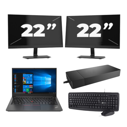 Lenovo Thinkpad E14 G2 - Intel Core i5-11e Generatie - 14 inch - 16GB RAM - 512GB SSD - Windows 11 Home + 2x 22 inch Monitor Tweedehands