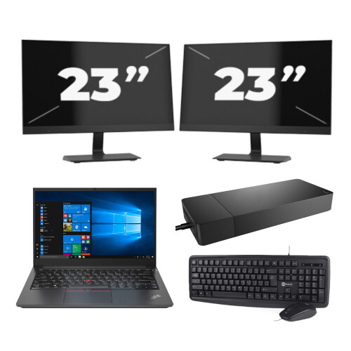 Lenovo Thinkpad E14 G2 - Intel Core i5-11e Generatie - 14 inch - 16GB RAM - 512GB SSD - Windows 11 Home + 2x 23 inch Monitor Tweedehands