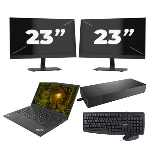 Lenovo ThinkPad E14 Gen 2 - Intel Core i3-11e Generatie - 14 inch - 8GB RAM - 256GB SSD - Windows 11 Home + 2x 23 inch Monitor Tweedehands