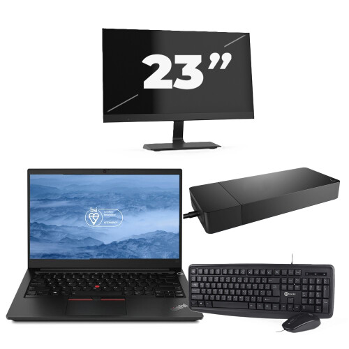 Lenovo ThinkPad E14 - Intel Core i3-10e Generatie - 14 inch - 16GB RAM - 256GB SSD - Windows 11 + 1x 23 inch Monitor Tweedehands