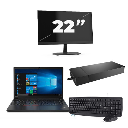 Lenovo ThinkPad E15 - Intel Core i3-10e Generatie - 15 inch - 8GB RAM - 256GB SSD - Windows 11 + 1x 22 inch Monitor Tweedehands