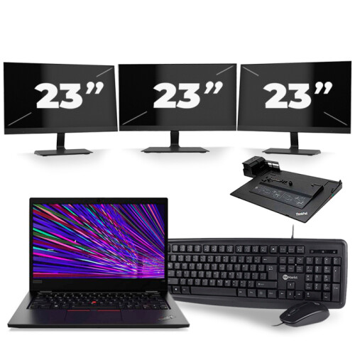Lenovo ThinkPad L13 - Intel Core i5-10e Generatie - 13 inch - 8GB RAM - 256GB SSD - Windows 11 Home + 3x 23 inch Monitor Tweedehands