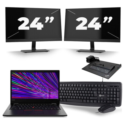 Lenovo ThinkPad L13 - Intel Core i5-10e Generatie - 13 inch - 8GB RAM - 256GB SSD - Windows 11 Home + 2x 24 inch Monitor Tweedehands