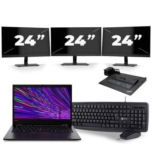 Lenovo ThinkPad L13 - Intel Core i5-10e Generatie - 13 inch - 8GB RAM - 256GB SSD - Windows 11 Home + 3x 24 inch Monitor Tweedehands