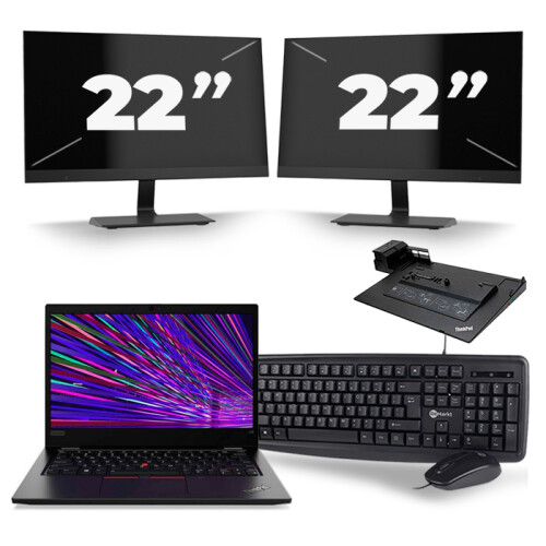 Lenovo ThinkPad L13 - Intel Core i5-10e Generatie - 13 inch - 8GB RAM - 256GB SSD - Windows 11 Home + 2x 22 inch Monitor Tweedehands