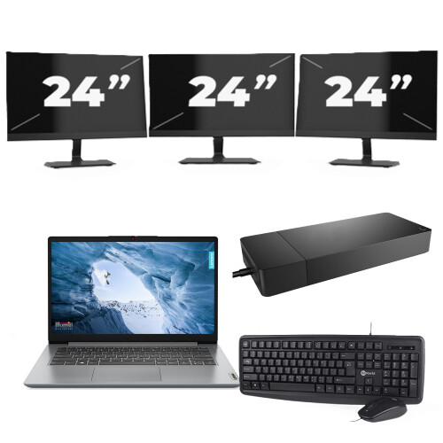 Lenovo ThinkPad L14 Gen 1 - Intel Core i5-10e Generatie - 14 inch - 8GB RAM - 256GB SSD - Windows 11 Home + 3x 24 inch Monitor Tweedehands