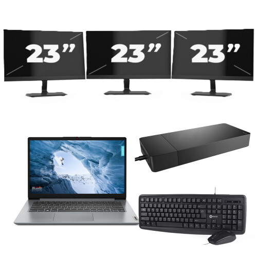 Lenovo ThinkPad L14 Gen 1 - Intel Core i5-10e Generatie - 14 inch - 8GB RAM - 256GB SSD - Windows 11 Home + 3x 23 inch Monitor Tweedehands