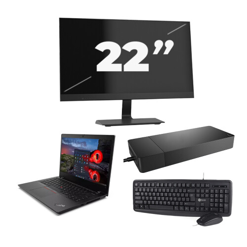 Lenovo ThinkPad L14 Gen 1 - Intel Core i5-10e Generatie - 14 inch - 8GB RAM - 256GB SSD - Windows 11 Home + 1x 22 inch Monitor Tweedehands