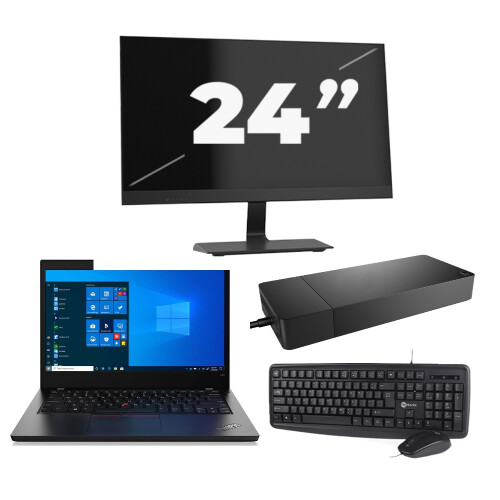 Lenovo ThinkPad L14 Gen 2 - Intel Core i3-11e Generatie - 14 inch - 8GB RAM - 256GB SSD - Windows 11 Home + 1x 24 inch Monitor Tweedehands