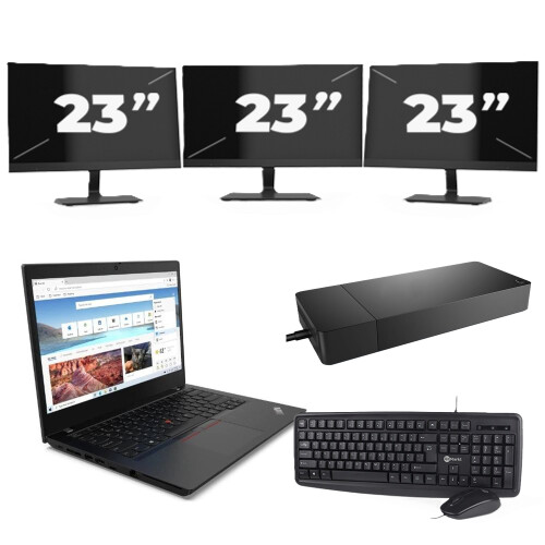 Lenovo ThinkPad L14 Gen 2 - Intel Core i5-11e Generatie - 14 inch - 8GB RAM - 256GB SSD - Windows 11 Home + 3x 23 inch Monitor Tweedehands