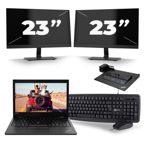 Lenovo ThinkPad L380 - Intel Core i3-8e Generatie - 13 inch - 8GB RAM - 256GB SSD - Windows 11 + 2x 23 inch Monitor Tweedehands