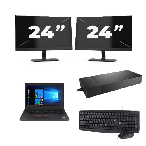 Lenovo ThinkPad L390 - Intel Core i3-8e Generatie - 13 inch - 8GB RAM - 256GB SSD - Windows 11 + 2x 24 inch Monitor Tweedehands