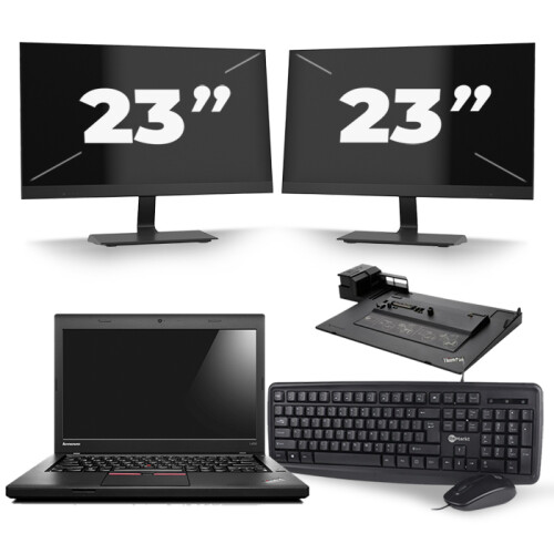Lenovo ThinkPad L460 - Intel Core i5-6e Generatie - 14 inch - 8GB RAM - 256GB SSD - Windows 11 + 2x 23 inch Monitor Tweedehands