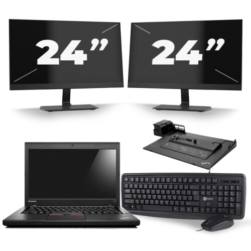 Lenovo ThinkPad L460 - Intel Core i5-6e Generatie - 14 inch - 8GB RAM - 256GB SSD - Windows 11 + 2x 24 inch Monitor Tweedehands