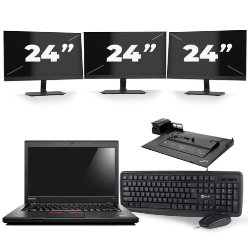 Lenovo ThinkPad L460 - Intel Core i5-6e Generatie - 14 inch - 8GB RAM - 256GB SSD - Windows 11 + 3x 24 inch Monitor Tweedehands