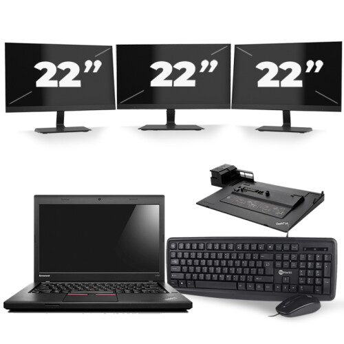 Lenovo ThinkPad L460 - Intel Core i5-6e Generatie - 14 inch - 8GB RAM - 256GB SSD - Windows 11 + 3x 22 inch Monitor Tweedehands