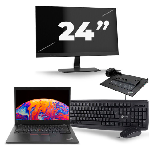 Lenovo ThinkPad L480 - Intel Core i5-8e Generatie - 14 inch - 16GB RAM - 256GB SSD - Windows 11 + 1x 24 inch Monitor Tweedehands