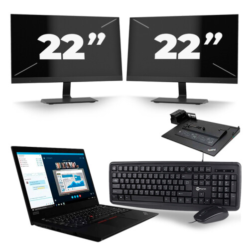 Lenovo ThinkPad L490 - Intel Core i5-8e Generatie - 14 inch - 16GB RAM - 256GB SSD - Windows 11 + 2x 22 inch Monitor Tweedehands