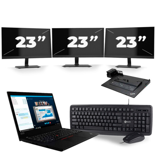 Lenovo ThinkPad L490 - Intel Core i5-8e Generatie - 14 inch - 8GB RAM - 256GB SSD - Windows 11 + 3x 23 inch Monitor Tweedehands