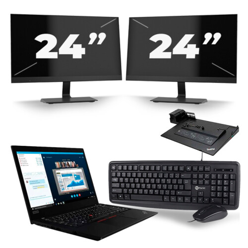 Lenovo ThinkPad L490 - Intel Core i5-8e Generatie - 14 inch - 8GB RAM - 256GB SSD - Windows 11 + 2x 24 inch Monitor Tweedehands