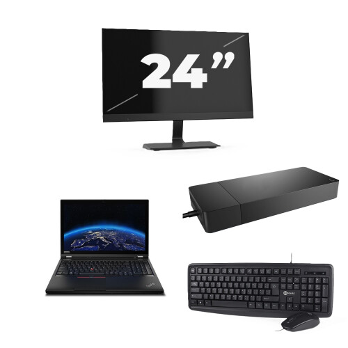 Lenovo ThinkPad P53 - Intel Core i7-9e Generatie - 15 inch - 8GB RAM - 256GB SSD - Windows 11 Home + 1x 24 inch Monitor Tweedehands
