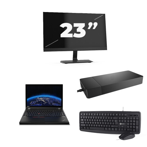 Lenovo ThinkPad P53 - Intel Core i7-9e Generatie - 15 inch - 8GB RAM - 256GB SSD - Windows 11 Home + 1x 23 inch Monitor Tweedehands