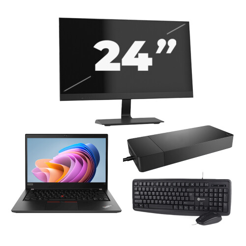 Lenovo ThinkPad T14 Gen 1 - AMD Ryzen 5 PRO 4650U - 14 inch - 8GB RAM - 256GB SSD - Windows 11 Home + 1x 24 inch Monitor Tweedehands