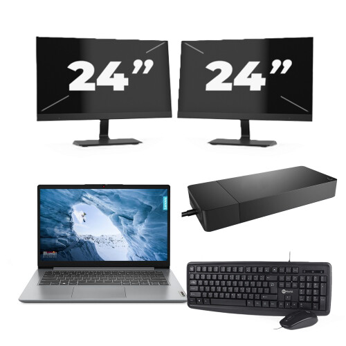 Lenovo ThinkPad T14 Gen 1 - AMD Ryzen 5 PRO 4650U - 14 inch - 8GB RAM - 256GB SSD - Windows 11 Home + 2x 24 inch Monitor Tweedehands