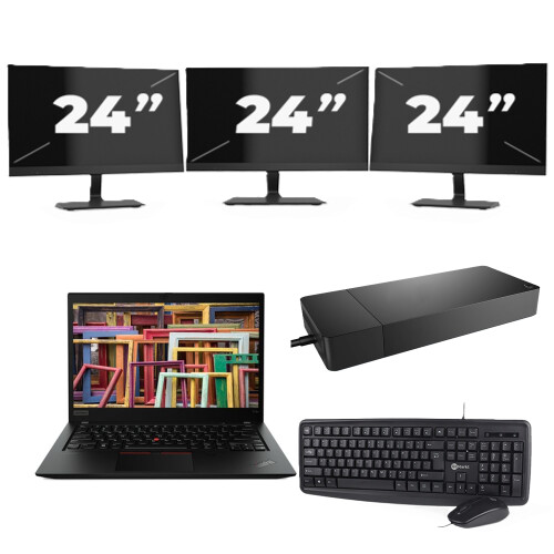 Lenovo ThinkPad T14s Gen 1 - Intel Core i7-10e Generatie - 14 inch - 16GB RAM - 256GB SSD - Windows 11 Home + 3x 24 inch Monitor Tweedehands