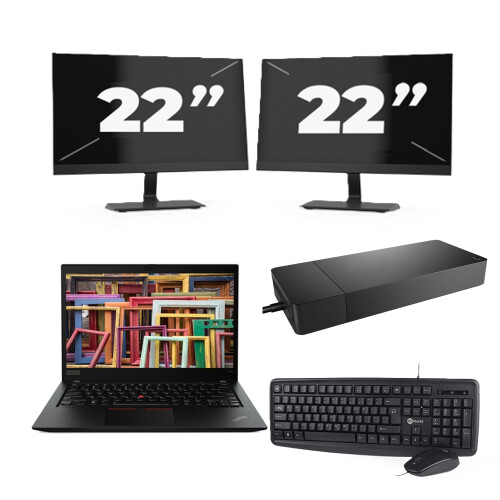 Lenovo ThinkPad T14s Gen 1 - Intel Core i7-10e Generatie - 14 inch - 16GB RAM - 256GB SSD - Windows 11 Home + 2x 22 inch Monitor Tweedehands
