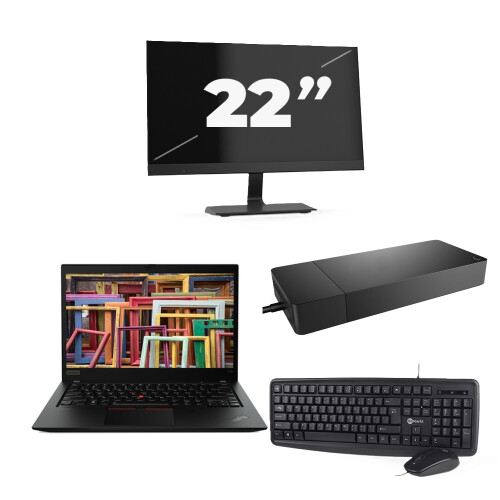 Lenovo ThinkPad T14s Gen 1 - Intel Core i7-10e Generatie - 14 inch - 16GB RAM - 256GB SSD - Windows 11 Home + 1x 22 inch Monitor Tweedehands