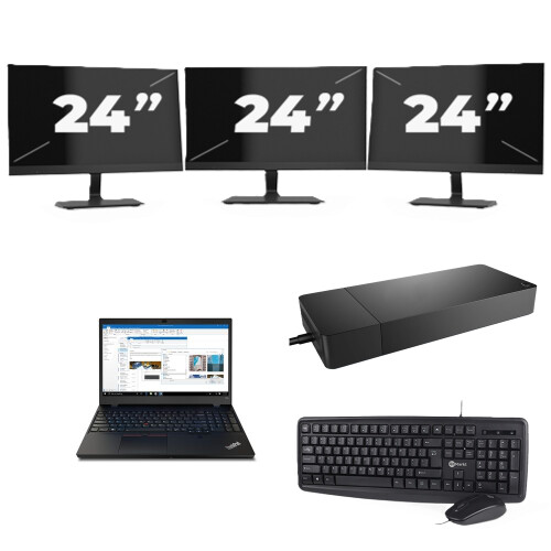Lenovo Thinkpad T15p - Intel Core i7-10e Generatie - 15 inch - 8GB RAM - 256GB SSD - Windows 11 Home + 3x 24 inch Monitor Tweedehands